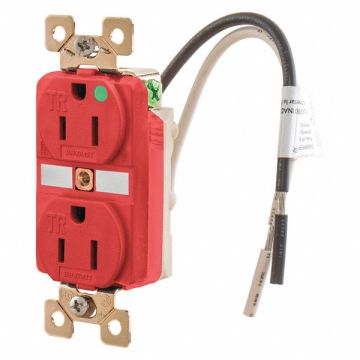 Receptacle Red 15A Duplex Outlet 125VAC