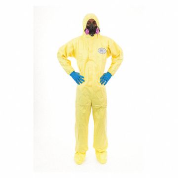 D8418 Hooded Coverall w/Boots Yellow L PK12
