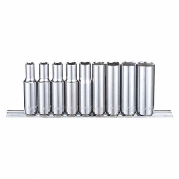 Socket Set Chrome 1/4in to 5/8in 6 Point