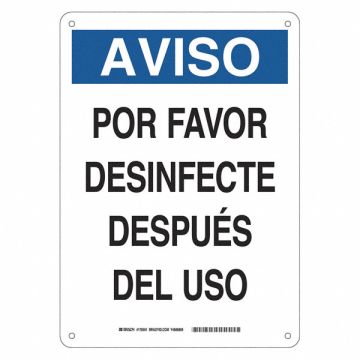 Spanish Por Favor Desinfecte Sign 14 H