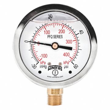 Qual Ss/Br Gauge 2.5 1/4Lm 30-0-60 psi