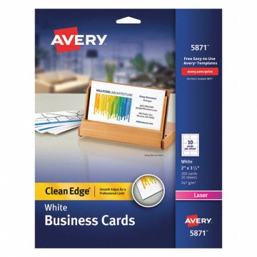 Laser Business Cards 2x3.5 White PK200