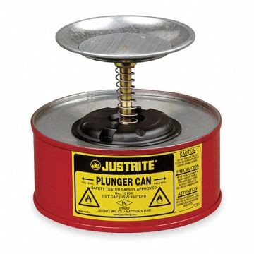 Plunger Can 1 qt. Galvanized Steel Red