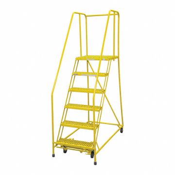 Rolling Ladder Steel 90In. H. Yellow