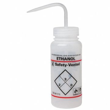 Wash Bottle Std 16 oz Ethanol White PK3