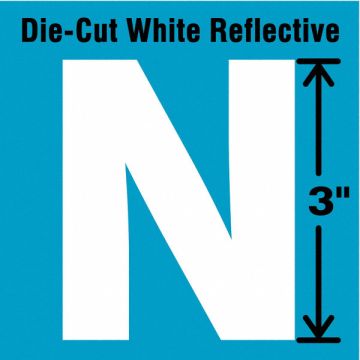 Die-Cut Refl. Letter Label N 3In H PK5
