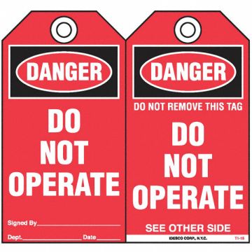 Do Not Operate Safety Tag PK10
