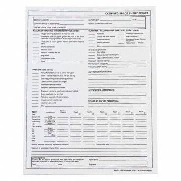 Confined Space Entry Permits Paper PK25
