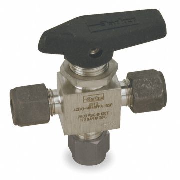 SS Ball Valve 3-Way Comp 3/8 in