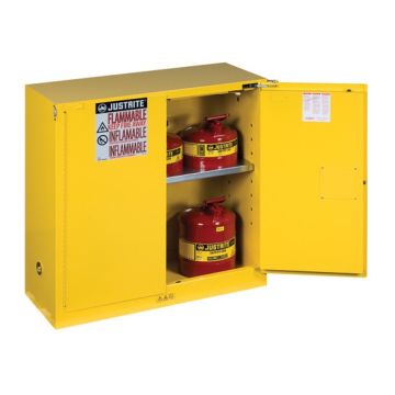 Cabinet,Safety, Flammable, 30Gal, 1 Shelf, 2 S/C Door, Yellow
