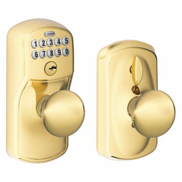 Push Button Lockset Knob Bright Brass