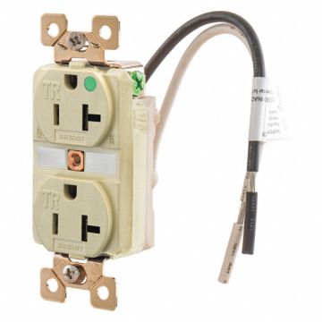 Receptacle 2 Poles 3 Wires Ivory 1.0 HP