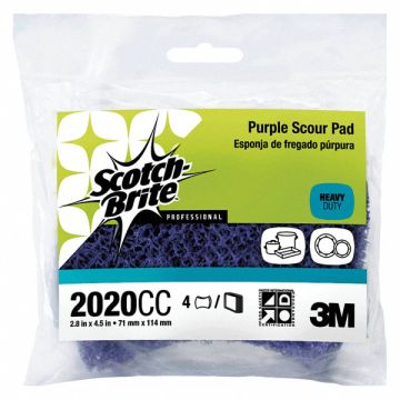Scouring Pad 4-1/2 L x 3 W Purple PK4