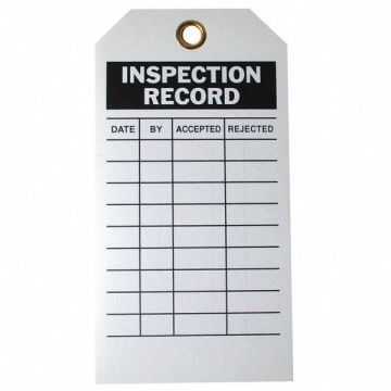 Inspection Rcd Tag 5-3/4 x 3 In Met PK10