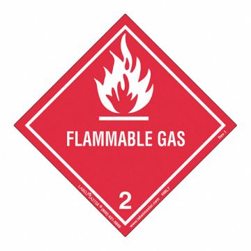 Flammable Gas Label Worded PK50