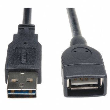Reversible USB Extension Cable Blck 1 ft