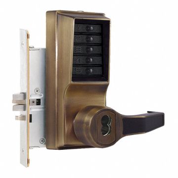 Push Button Lockset Right Antique Brass