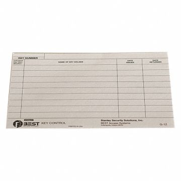 Key Authorization Card Paper For Keys