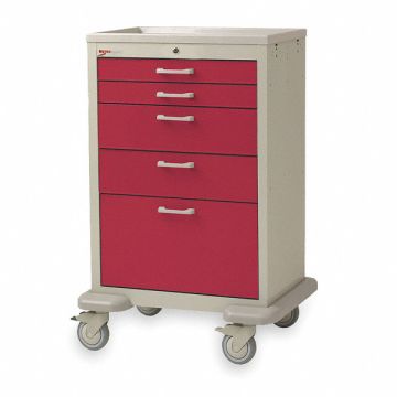Medical Cart Steel/Polymer Taupe/Red