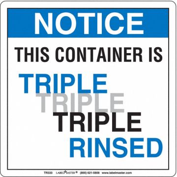 Triple Rinsed Container Labl 6 x6 PK100