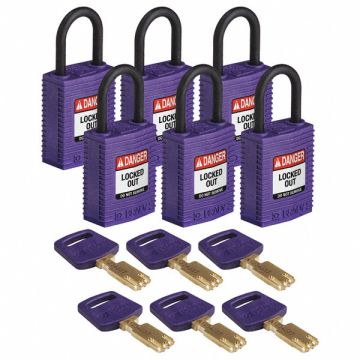 Lockout Padlock Nylon 6 Keys Purple PK6
