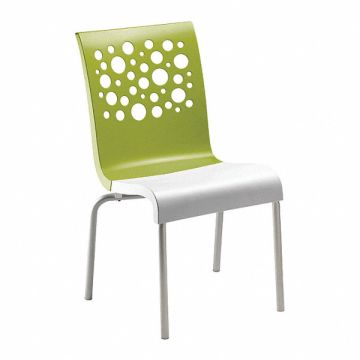 Chair Green/White Stackable 35-1/2 H