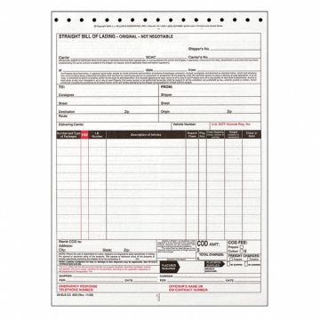 Bill of Lading Form Reg Compliance PK250