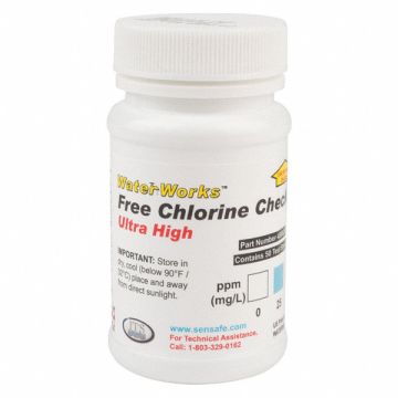 Test Strips Free Chlorine 0-750ppm PK50