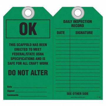 Scaffold Ok to Use Safety Tag PK10