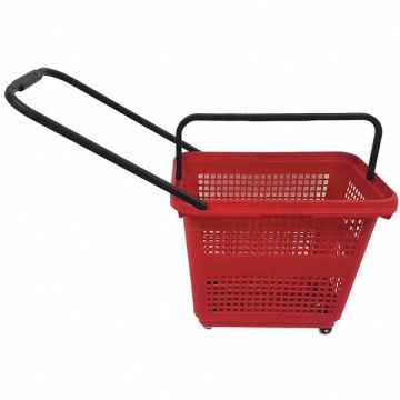 Rolling Hand Basket PP Red 18 1/2 in