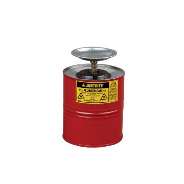 Plunger Dispensing Can, 1 Gallon, Perforated Pan Screen Serves As Flame Arrester, Steel, Red