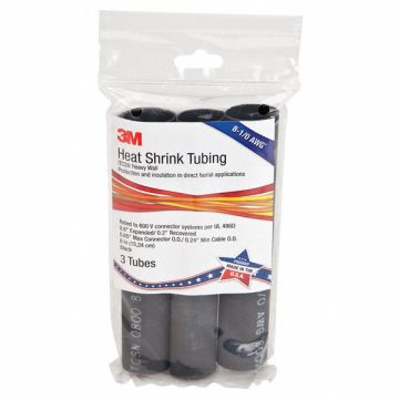 Shrink Tubing 6 in Blk 0.8 in ID PK3