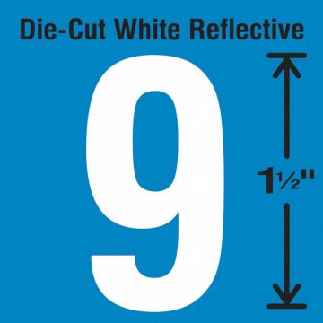 Die-Cut Reflective Number Label 9 PK5